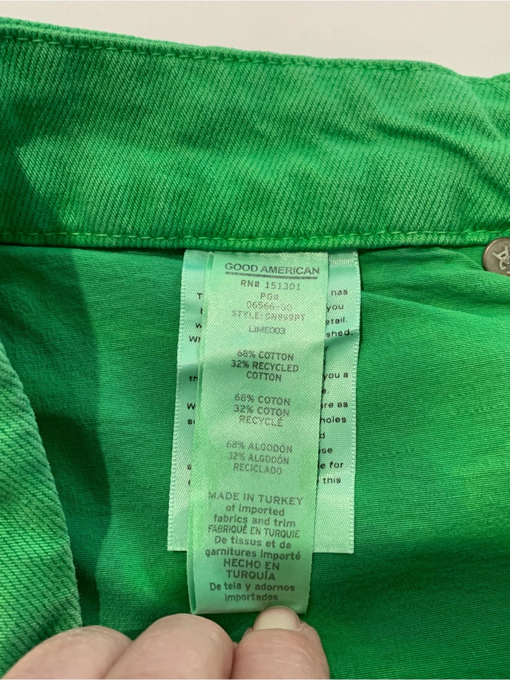 Good American Good 90s Tie-Dye Green Painted Artistic Jeans HEMMED 26”, 10 / 30 - Picture 11 of 11